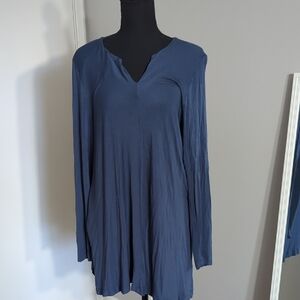 Soft Surroundings Slate Blue V-Notch Neck Tunic XL